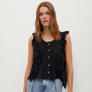 Adorable and Comfy Mango Ruffled cotton blouse